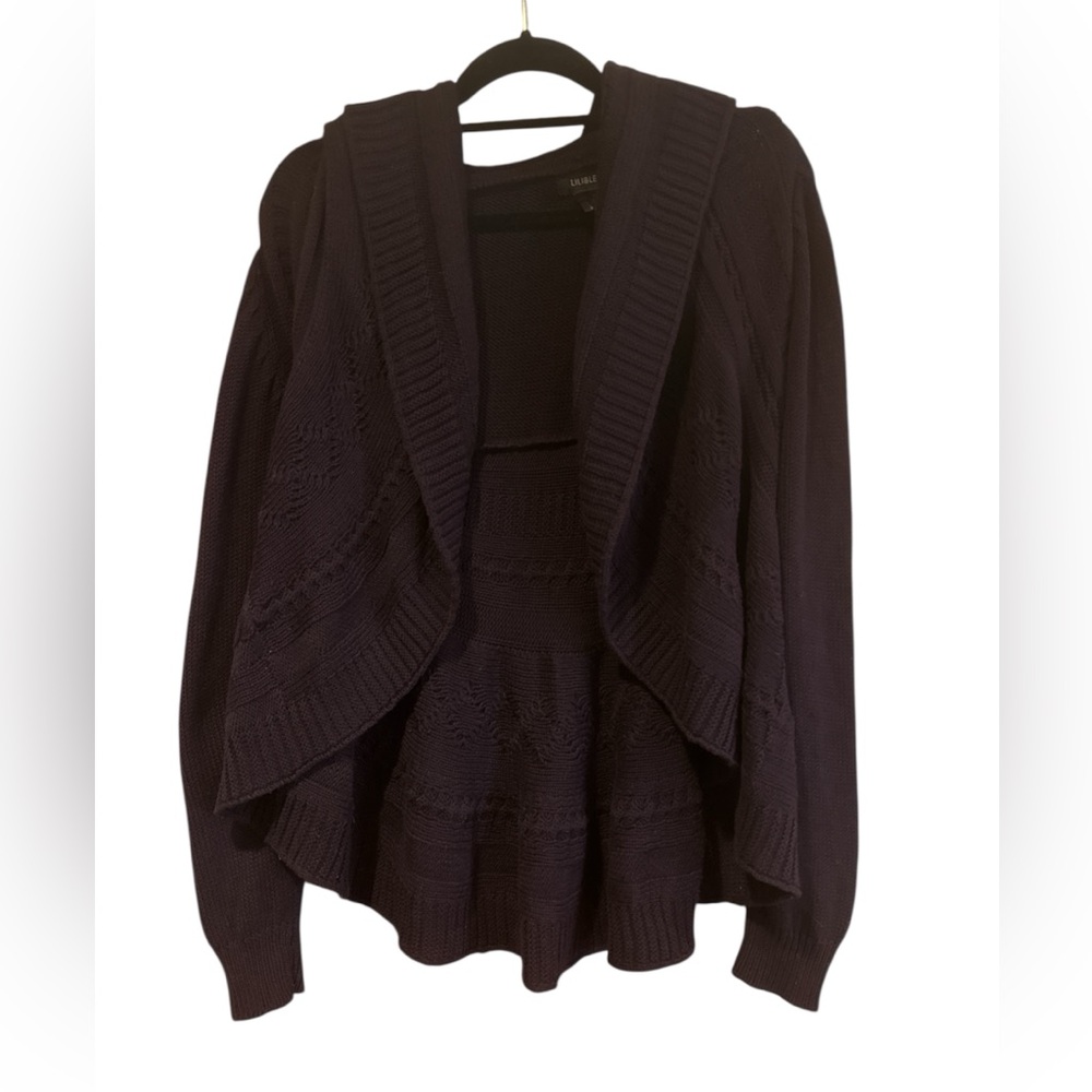 LILIBLEU WOMENS DEEP PURPLE OPEN FRONT CARDIGAN 
SIZE - M